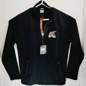 NWT Level Wear Mens Large 1/4 Zip Pullover Sweater Calgary Roughnecks NLL Black